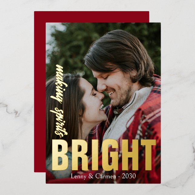 Carte De Vœux En Aluminium Des sources de Noël modernes brillantes (Recto/Verso)