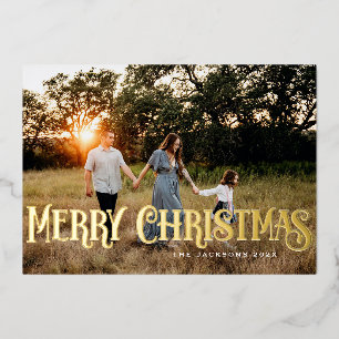 Carte De Vœux En Aluminium Design de Noël vintage Retro Joyeux