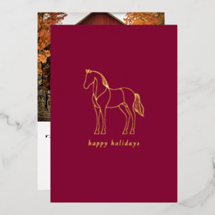 Carte De Vœux En Aluminium Dessin minimaliste de cheval en ligne Équestre vio