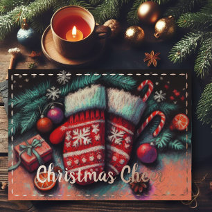 Carte De Vœux En Aluminium Dessin Pastel Dessin Noël Mitte