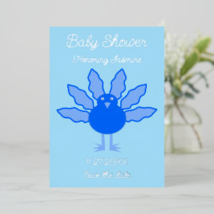 Carte De Vœux En Aluminium Dinde de Thanksgiving Garçon Bébé Bleu Mignon Pers