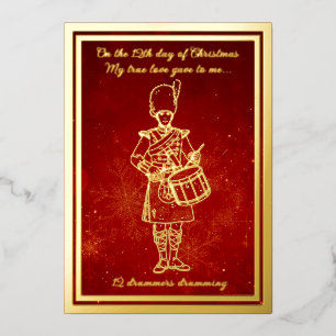 Carte De Vœux En Aluminium Douze jours de Noël, Drummers Drumming