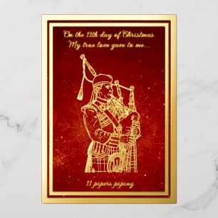 Carte De Vœux En Aluminium Douze jours de Noël, Pipers Piping