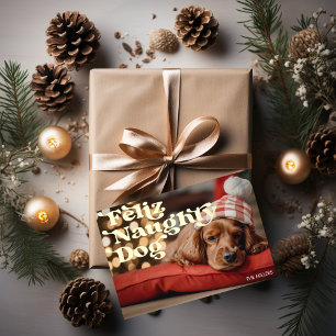 Carte De Vœux En Aluminium Drôle Feliz Chien de compagnie mignon Noël Moderne