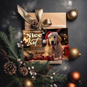 Carte De Vœux En Aluminium Drôle Nice Liste Chien Animaux de Noël