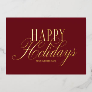 Carte De Vœux En Aluminium Écriture élégante Rouge Joyeux Joyeuses Fêtes d'af