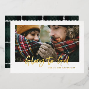 Carte De Vœux En Aluminium écriture feuille gloire à dieu vert tartan photo