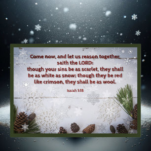 Carte De Vœux En Aluminium Écriture Verse Isaiah Rustique Snowflakes hiver