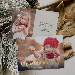 Carte De Vœux En Aluminium Écru   Noël Soirée Deux Photo Gold