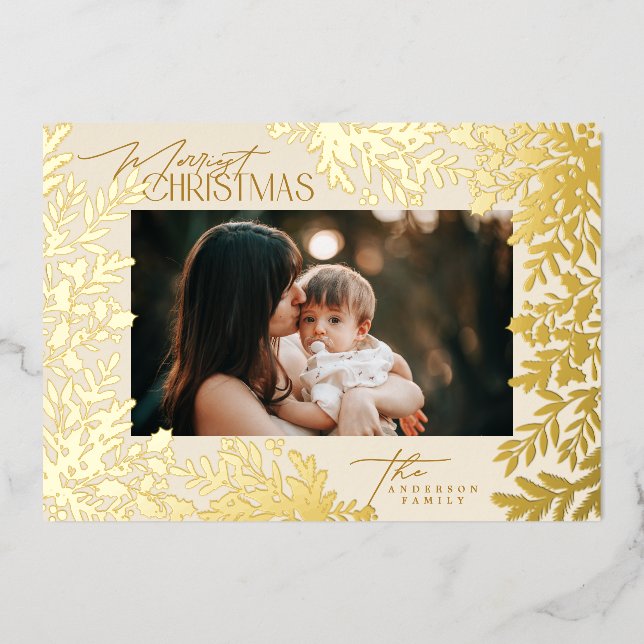 Carte De Vœux En Aluminium Élégance classique enchanteresse Noël (Recto)