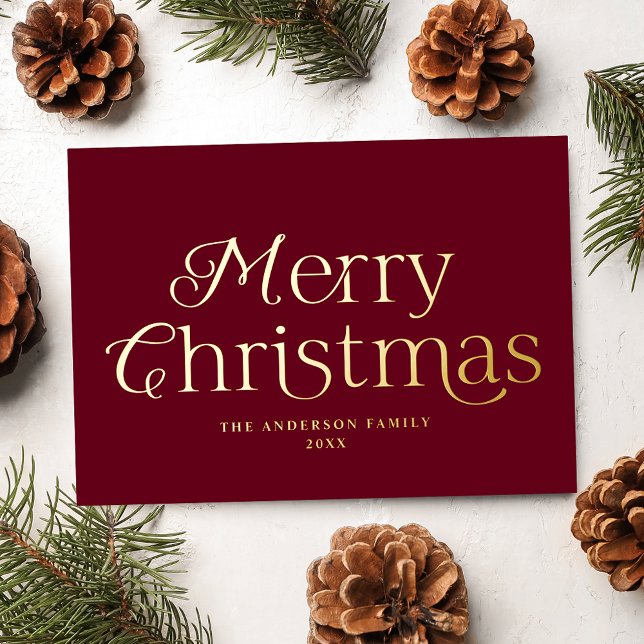 Carte De Vœux En Aluminium Elégance festive Bourgogne Joyeux Noël (Créateur téléchargé)