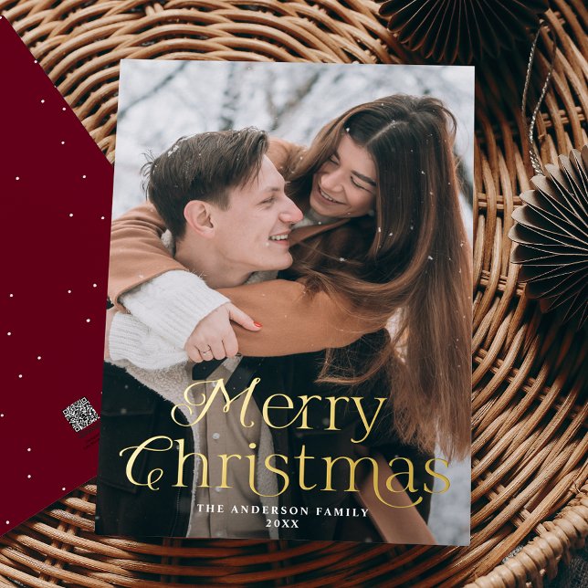 Carte De Vœux En Aluminium Elégance festive Joyeux Noël Bourgogne Photo (Créateur téléchargé)