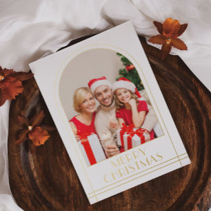 Carte De Vœux En Aluminium Elégant Arc Personnalisé Photo de famille Noël