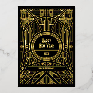Carte De Vœux En Aluminium Elégant art déco rétro Bonne année