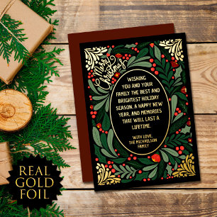 Carte De Vœux En Aluminium Elegant Artsy Floral Leaves