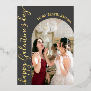 Carte De Vœux En Aluminium Elégant Best Friends la Saint Valentin Bestie phot