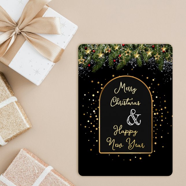 Carte De Vœux En Aluminium Elegant Black Gold Foil Christmas New Year  (Créateur téléchargé)