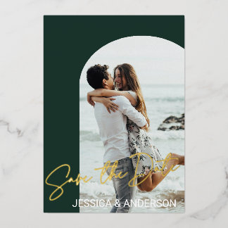 Carte De Vœux En Aluminium Elegant Boho 2 Photo Enregistrer la date