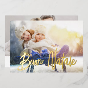 Carte De Vœux En Aluminium Elégant Bouon Natale Photo Gold