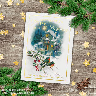 Carte De Vœux En Aluminium Élégant coloré d'antiquité Joyeuses Fêtes or