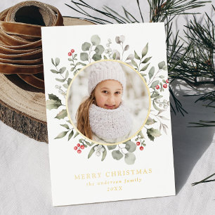 Carte De Vœux En Aluminium Élégant feuillage d'hiver et baies Holly Photo