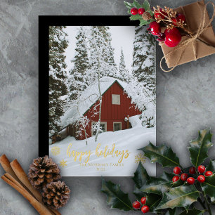 Carte De Vœux En Aluminium Élégant Joyeux Fêtes de neige Photo