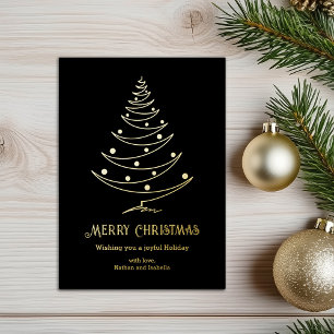 Carte De Vœux En Aluminium Élégant Joyeux Noël Black Gold