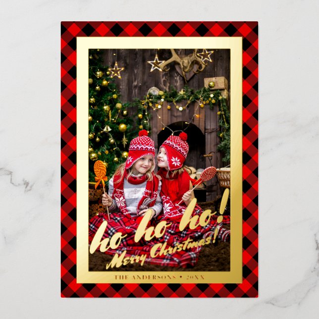 Carte De Vœux En Aluminium Elégant Joyeux Noël Cadre photo personnalisé (Recto)