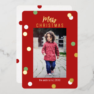 Carte De Vœux En Aluminium Élégant joyeux Noël personnalisé Photo Foil Ho