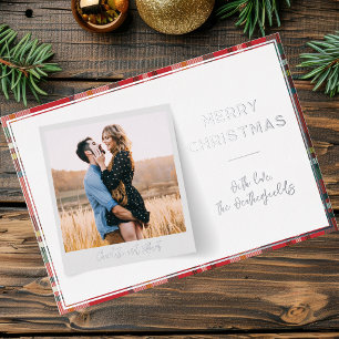 Carte De Vœux En Aluminium Élégant Joyeux Noël Photo Argent