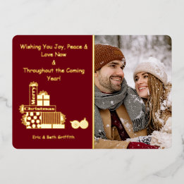 Carte De Vœux En Aluminium Elégant Joyeux Noël Pile de cadeaux Photo