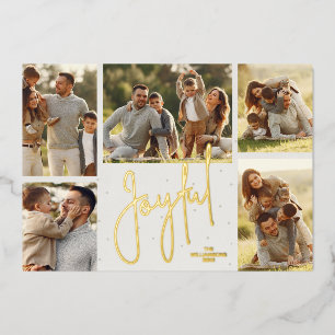 Carte De Vœux En Aluminium Élégant Joyful Multi Photo