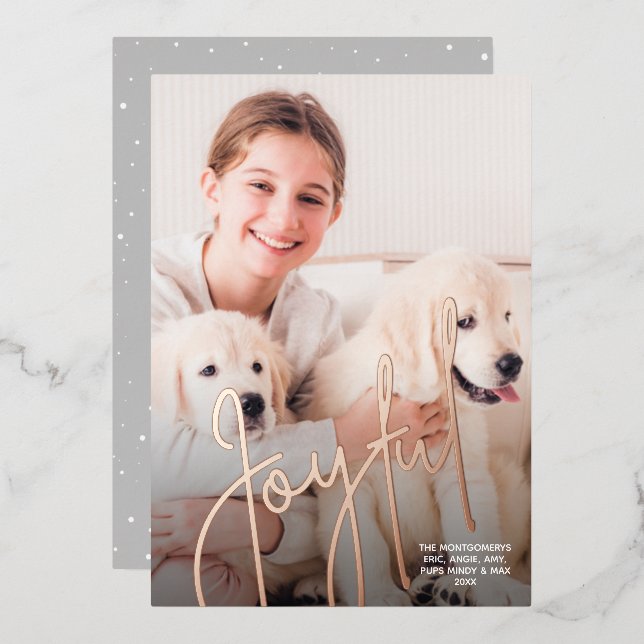 Carte De Vœux En Aluminium Élégant Joyful Photo de Noël (Recto/Verso)