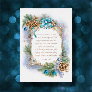 Carte De Vœux En Aluminium Élégant KJV Isaiah Verse Noël chrétien