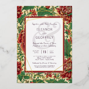 Carte De Vœux En Aluminium Elégant Mariage Chintz Gold Foil Vintage
