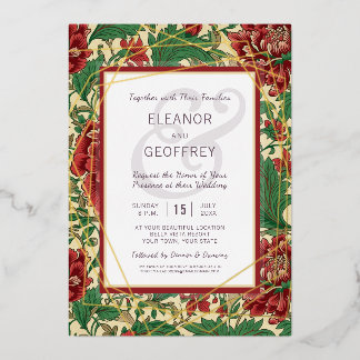 Carte De Vœux En Aluminium Elégant Mariage Chintz Gold Foil Vintage