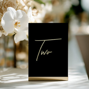 Carte De Vœux En Aluminium Élégant Mariage noir & or Foil Numéro de table