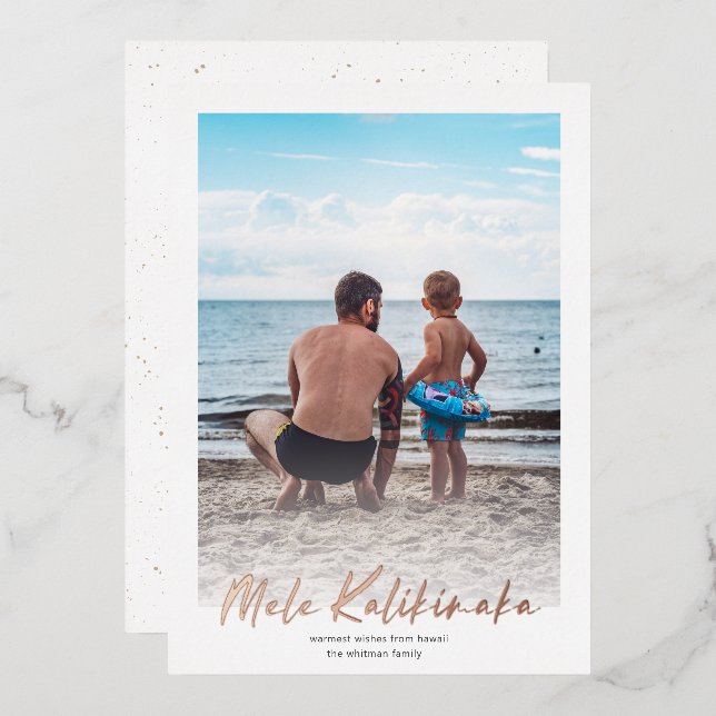 Carte De Vœux En Aluminium Élégant Mele Kalikimaka Noël minimal (Recto/Verso)