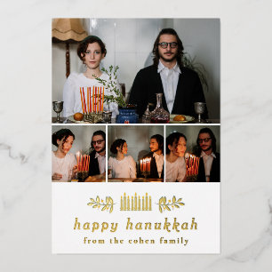 Carte De Vœux En Aluminium Elegant Minimalist Joyeux Hanukkah Famille 4 Photo