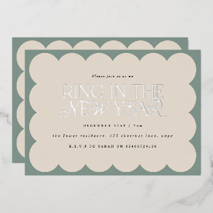 Carte De Vœux En Aluminium Élégant minimaliste moderne vert sauge rétro bord 