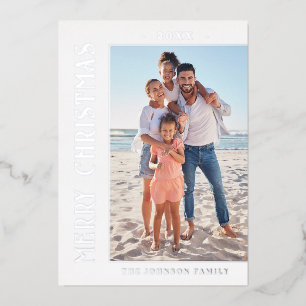 Carte De Vœux En Aluminium Élégant minimaliste photo de Noël Argent