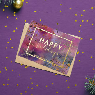 Carte De Vœux En Aluminium Elegant Modern Calligraphy Script Happy Holidays