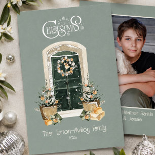 Carte De Vœux En Aluminium Élégant Noël Country Français Photo Argent