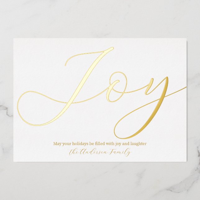 Carte De Vœux En Aluminium Elégant Noël Joy White Gold (Recto)