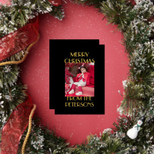 Carte De Vœux En Aluminium Elégant noir Joyeux Noël photo Or