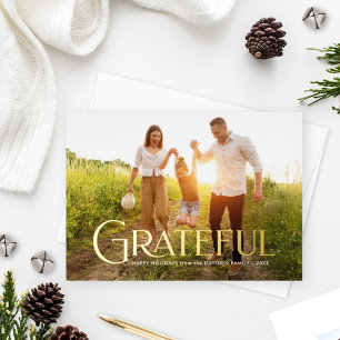 Carte De Vœux En Aluminium Elégant or Grateful Photo de famille
