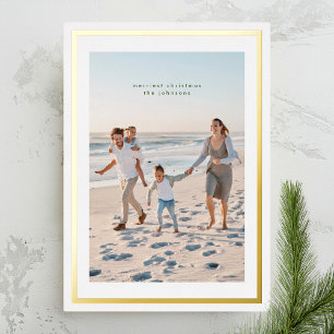 Carte De Vœux En Aluminium Elegant Or Simple Cadre de Noël Photo