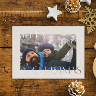 Carte De Vœux En Aluminium Élégant Père & Fils Photo personnalisée Noël