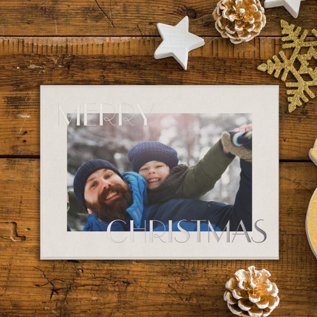 Carte De Vœux En Aluminium Élégant Père & Fils Photo personnalisée Noël (Créateur téléchargé)