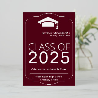 Carte De Vœux En Aluminium Élégant Red Graduation Faire-part 2025